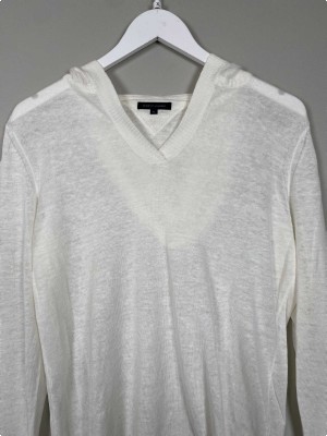 Tommy Hilfiger str. XL <br/> tynd hvid bluse med hætte