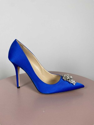 Jimmy Choo str. 38,5 <br/> blå stilet med sten (incl box)