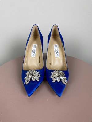 Jimmy Choo str. 38,5 <br/> blå stilet med sten (incl box)