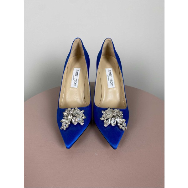 Jimmy Choo str. 38,5 <br/> blå stilet med sten (incl box) - Image 2