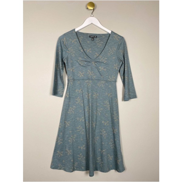 Toad & Co str. XS <br/> grøn kjole med beige mønster