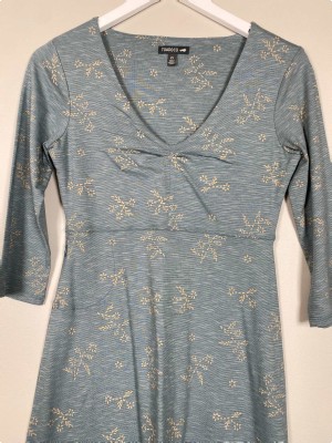 Toad & Co str. XS <br/> grøn kjole med beige mønster
