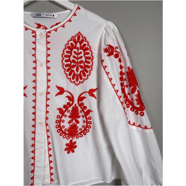 Zara Str. M <br/> Bluse med borderi. - Image 2
