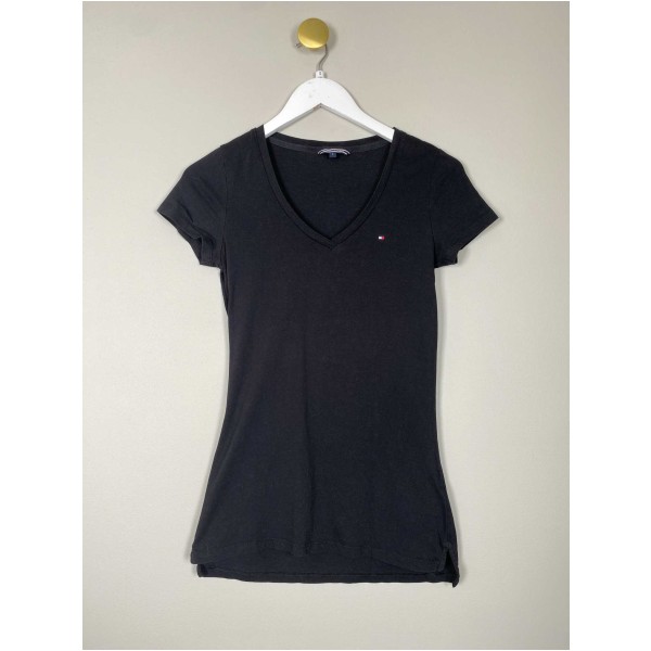 Tommy Hilfiger str. S <br/> sort t-shirt med v-hals