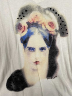 Mos Mosh str. M <br/> hvid t-shirt med tryk