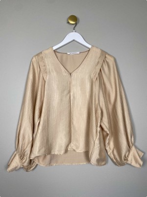 Co'Couture str. XS <br/> lys bluse med lynlås