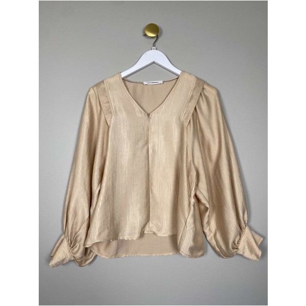 Co'Couture str. XS <br/> lys bluse med lynlås