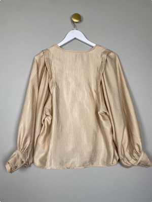 Co'Couture str. XS <br/> lys bluse med lynlås