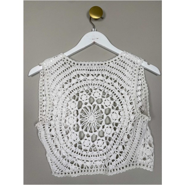 NÜ str. S <br/> hæklet vest - Image 3