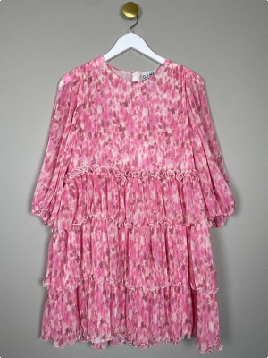 Ganni str. 38 <br/> pink mønstret kjole