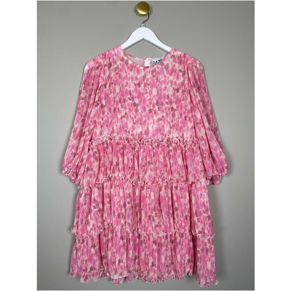 Ganni str. 38 <br/> pink mønstret kjole