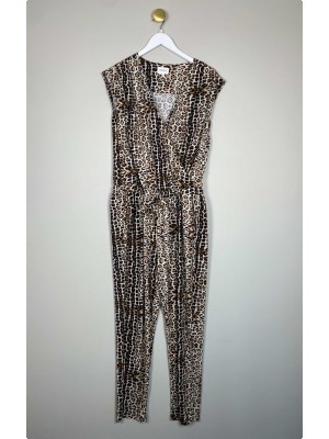 Dranella str. L <br/> buksedragt i leopard mønster