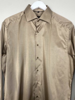 Eterna str. 42 <br/> brun skjorte, modern fit