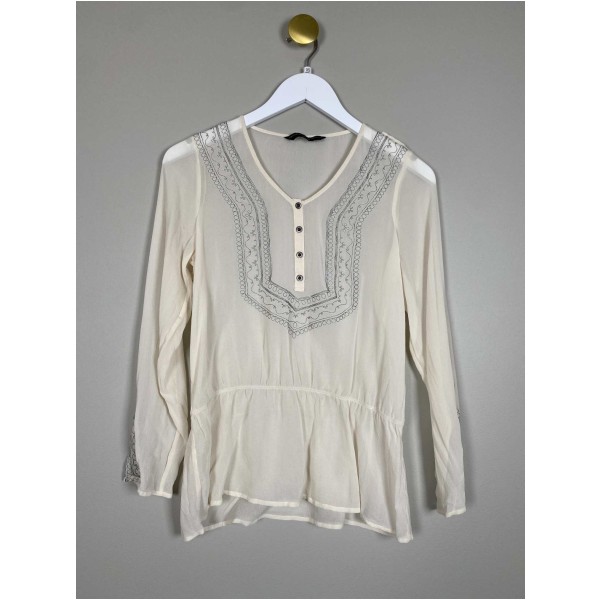 PBO str. XS <br/> råhvid chiffonbluse