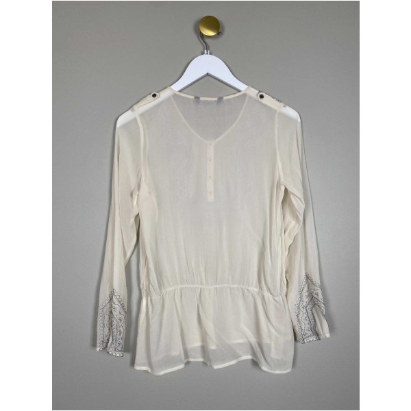 PBO str. XS <br/> råhvid chiffonbluse - Image 3