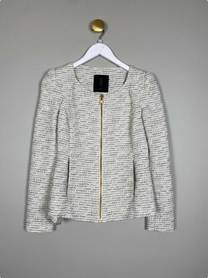 PBO str. XS <br/> beige jakke med sort mønster