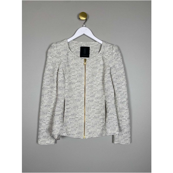 PBO str. XS <br/> beige jakke med sort mønster
