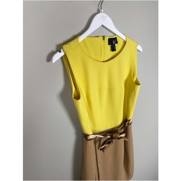 Just Cavalli str. 44 <br/> gul/brun kjole med bindebånd - Image 2