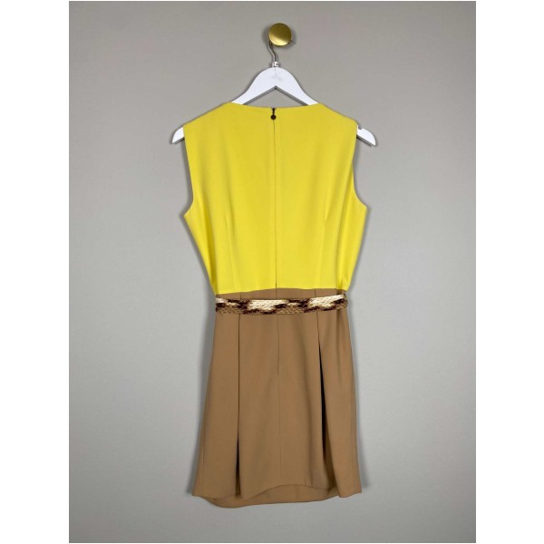 Just Cavalli str. 44 <br/> gul/brun kjole med bindebånd - Image 3