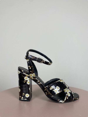 Massimo Dutti str. 38 <br/> blomstret stilet med ankelrem