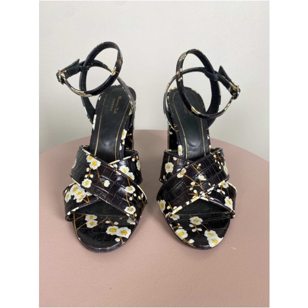 Massimo Dutti str. 38 <br/> blomstret stilet med ankelrem - Image 2