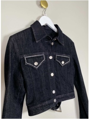 Versace str. S <br/> kort sort denimjakke