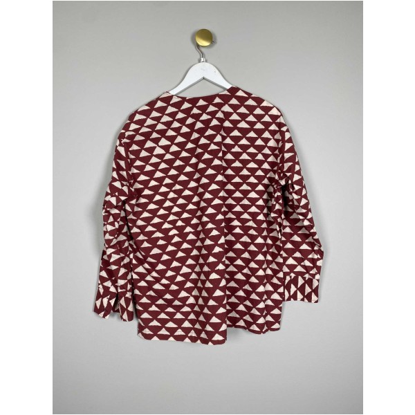 La Carlia str. S <br/> bordeaux bluse med hvide trekanter - Image 3