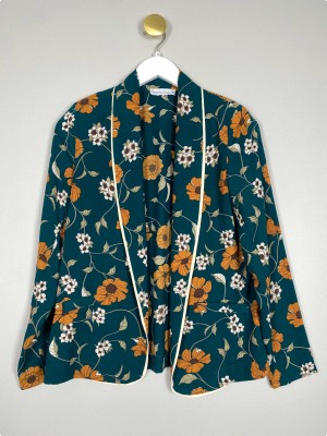 Scarlet Roos str. XS <br/> grøn cardigan med blomster