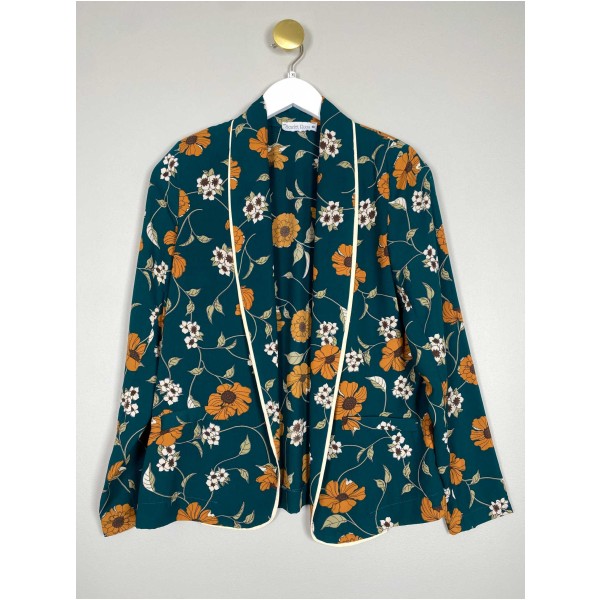 Scarlet Roos str. XS <br/> grøn cardigan med blomster