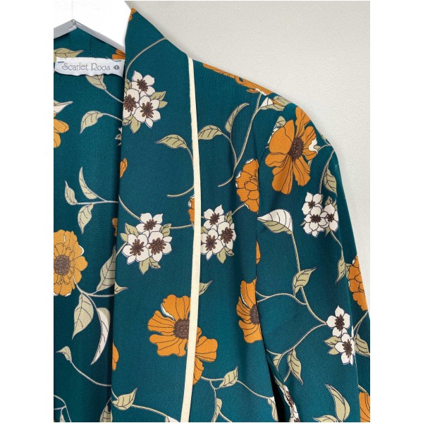Scarlet Roos str. XS <br/> grøn cardigan med blomster - Image 2