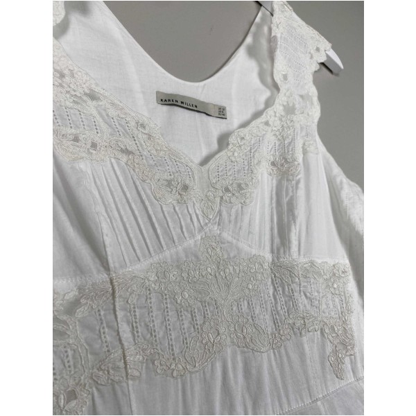Karen Millen str. 40 <br/> hvid kjole med blondedetaljer - Image 2