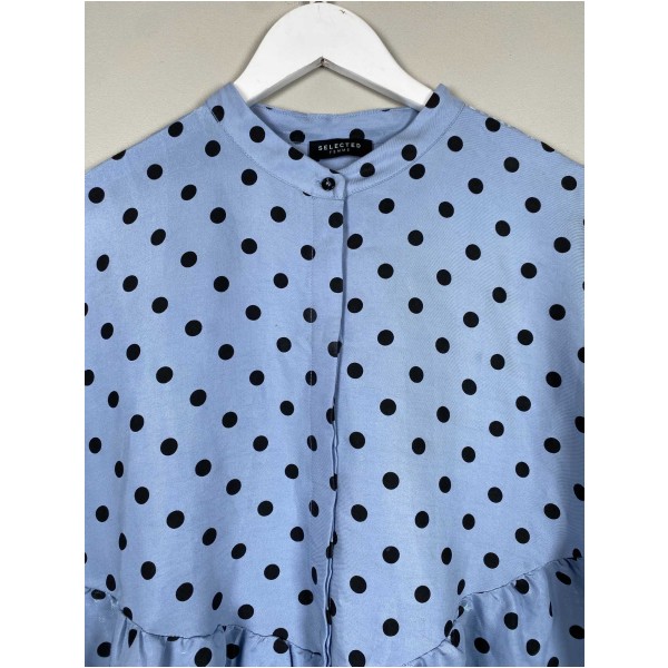 Selected str. 36 <br/> blå oversized kjole med sorte prikker - Image 2