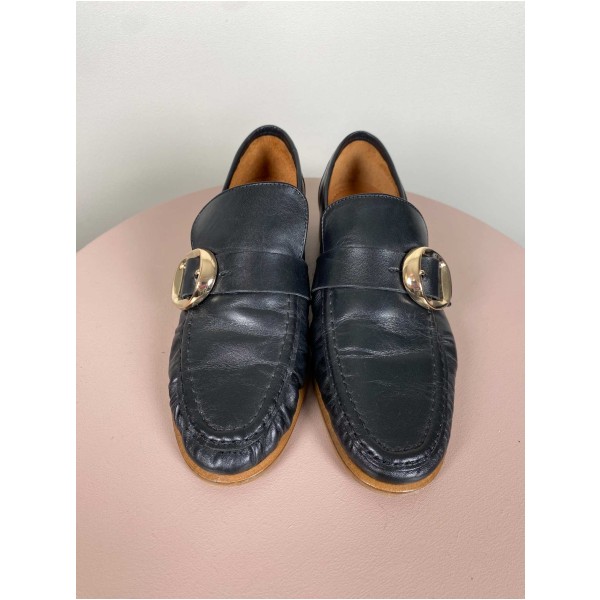 Billi Bi str. 37 <br/> sorte loafers med spænde - Image 2