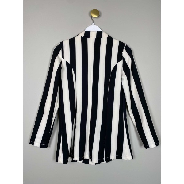 New Collection str. S <br/> sort og hvid stribet blazer - Image 3