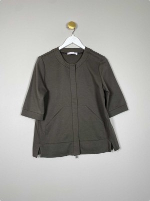 MaxMara str. L <br/> grøn cardigan med lynlås