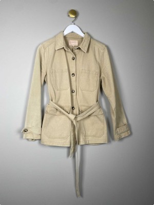 Soft Rebels str. S <br/> beige denimjakke med bindebånd