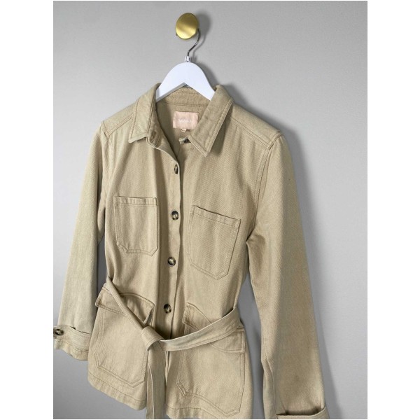 Soft Rebels str. S <br/> beige denimjakke med bindebånd - Image 4