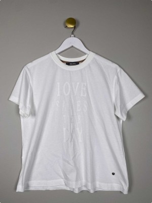 Mos Mosh str. S <br/> hvid T-shirt med tryk