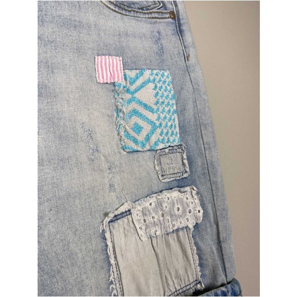 CL str. S <br/> denimshorts med lapper - Image 2
