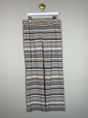 Cambio str. 42 <br/> sort og beige bukser med elastisk linning