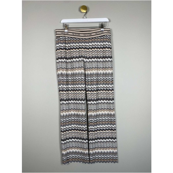 Cambio str. 42 <br/> sort og beige bukser med elastisk linning