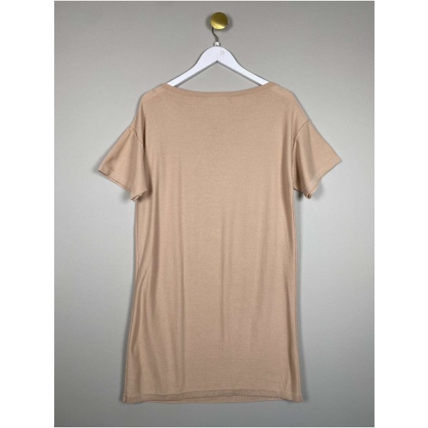 Sonia Rykiel str. L <br/> lang beige bluse med rhinsten - Image 3