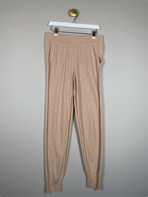 Sonia Rykiel str. L <br/> beige bukser med rhinsten