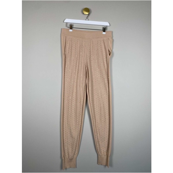 Sonia Rykiel str. L <br/> beige bukser med rhinsten