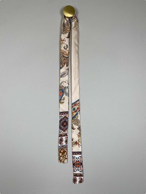 Bælte / bindebånd, beige med mønster, 140 cm