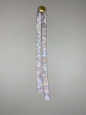 Bælte / bindebånd, blå med mønster, 140 cm