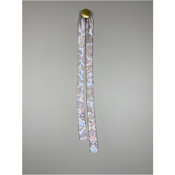 Bælte / bindebånd, blå med mønster, 140 cm