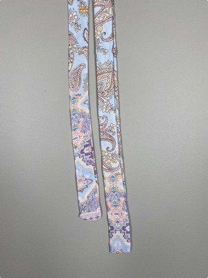 Bælte / bindebånd, blå med mønster, 140 cm