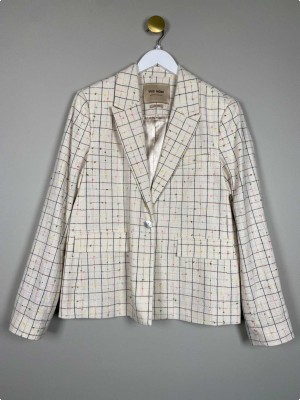Mos Mosh str. 42 <br/> beige blazer med farvede striber