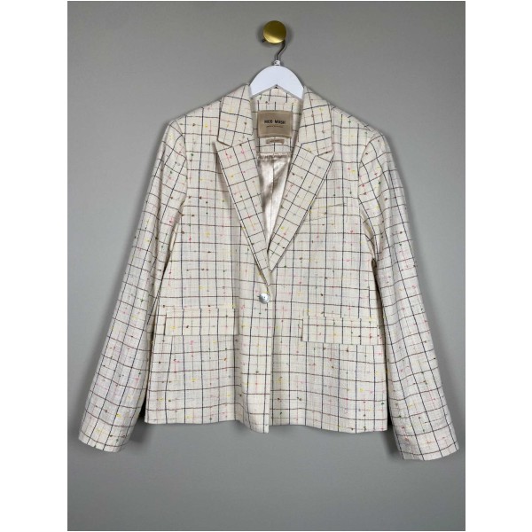 Mos Mosh str. 42 <br/> beige blazer med farvede striber